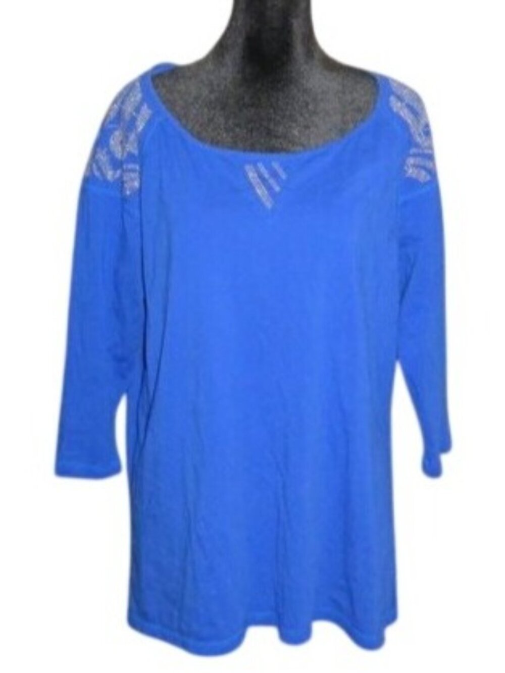 HANNAH Cobalt Royal Blue Studded Embellished Three quarter sleeve tunic 1X